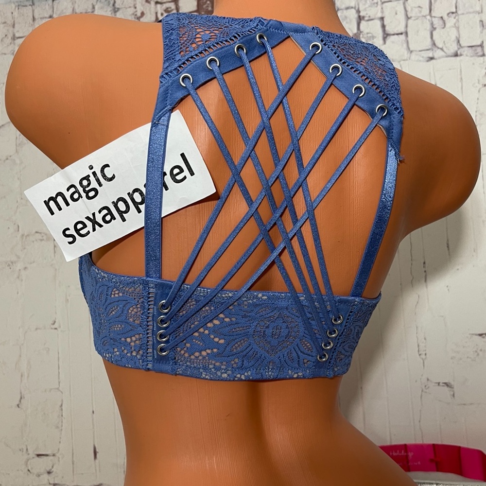VS 32D VERY SEXY PUSH UP RACERBACK BRA STRAPPY CAGED CUT OUT RINGS
